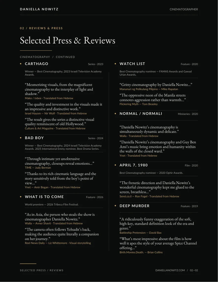 Page 2 of Daniella Nowitz’s Press & Reviews document